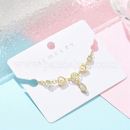 Браслеты с подвесками из латуни с микропаве из прозрачных кубических цирконий для женщин BJEW-C083-01A-G-1