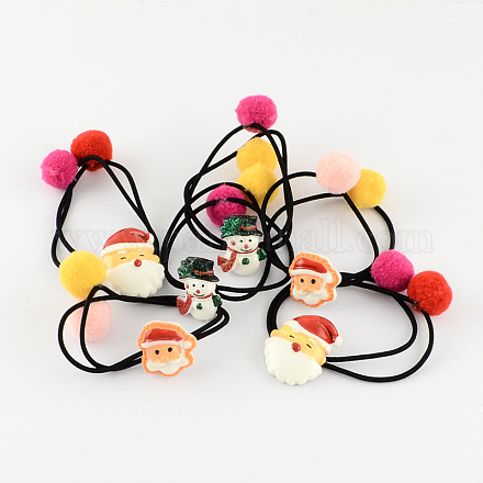 Navidad accesorios de fiesta suministra estilos mixtos niñas lazos del pelo de resina elástica OHAR-R178-16-1