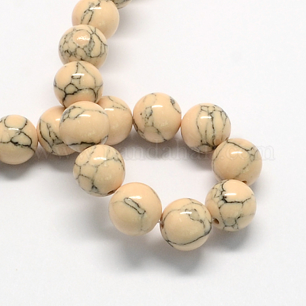 Chapelets de perles en turquoise synthétique teintée TURQ-R032-8mm-XSS06-1