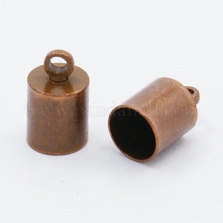 真鍮製コードエンドパーツ  赤銅鉱  10x6mm  穴：1.2mm  5.5mm内径 X-EC041-R-1
