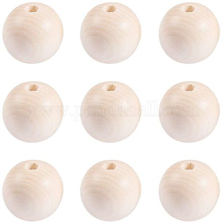 Pandahall elite 40pcs 35mm cuentas de madera redondas naturales surtidas bolas de madera redondas cuentas espaciadoras sueltas para joyería de diy artesanía que hace decoraciones para el hogar decoraciones para fiestas WOOD-PH0008-18-1