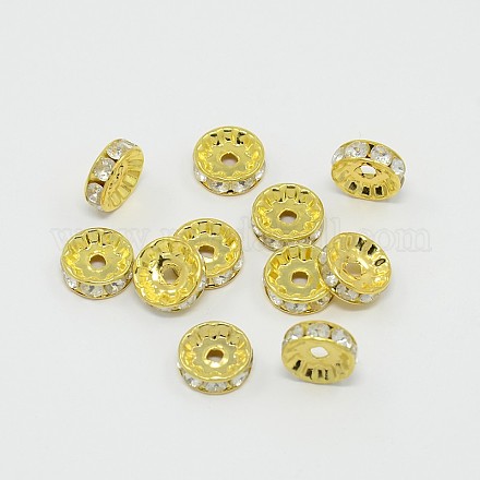 Brass Rhinestone Spacer Beads X-RSB033-B01G-1