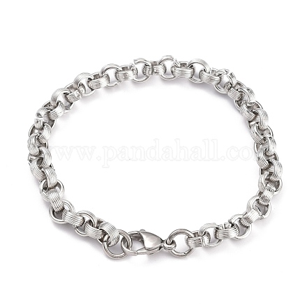 Bracelets avec chaîne rolo en 304 acier inoxydable BJEW-Z011-06P-1
