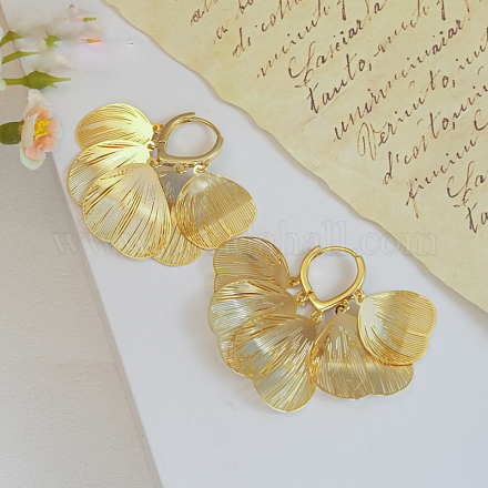 Серьги-кольца из латуни в форме листа FS-WG15B3A-01-1