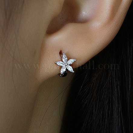 S925 серьги-кольца из стерлингового серебра в форме цветка WB4304-2-1