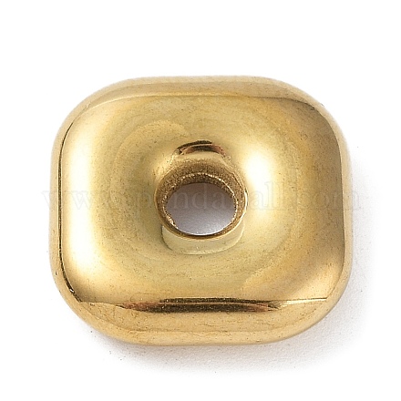 304ステンレス鋼スペーサービーズ  正方形  ゴールドカラー  17x17x4.5mm  穴：3.7mm STAS-A088-04G-1