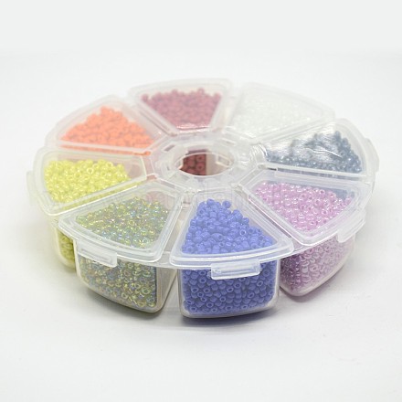 1 Box 8 Colors Mixed Style 12/0 Glass Round Seed Beads SEED-X0014-B-1