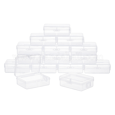 Superfindings15個の長方形の透明なプラスチック製のビーズ容器、ヒンジ付きの蓋付き6.8x5.3x2.4cmのビーズ選別容器ボックスケースジュエリービーズの丸薬小物 CON-WH0073-70-1