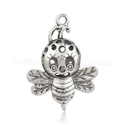 Tibetan Style Hollow Bees Alloy Insects Pendants PALLOY-J577-34AS-1