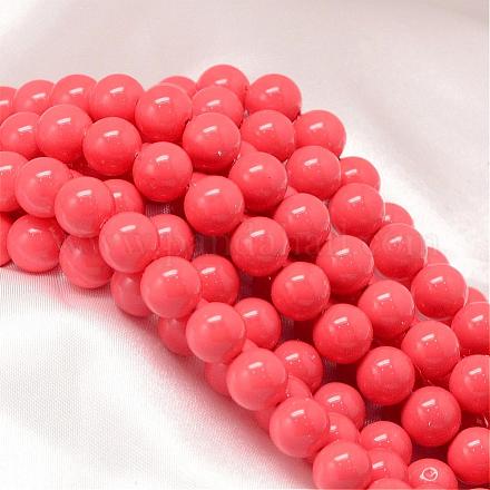 Chapelets de perle ronde au four peinte perle BSHE-L011-6mm-B004-1
