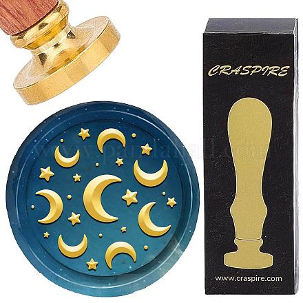 Латунная восковая печать с деревянной ручкой AJEW-WH0412-0279-1