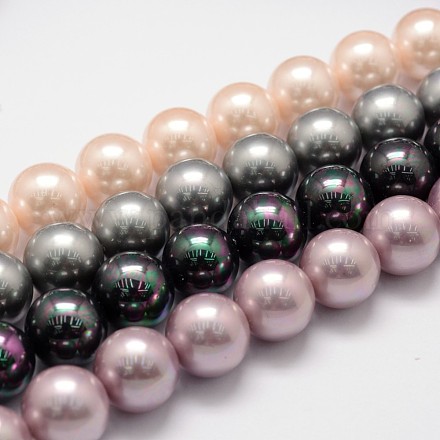 Rainbow Plated Shell Pearl Bead Strands BSHE-L025-6mm-M-1