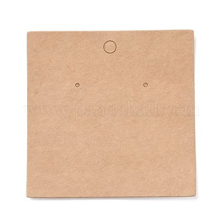 空白のクラフト紙のイヤリング ディスプレイ カード  正方形  バリーウッド  8x8x0.05cm  穴：1.5mm CDIS-G005-10-1