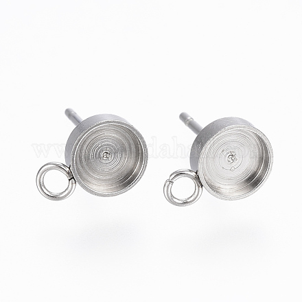 Accessoires de puces d'oreilles en 201 acier inoxydable STAS-H410-08P-C-1
