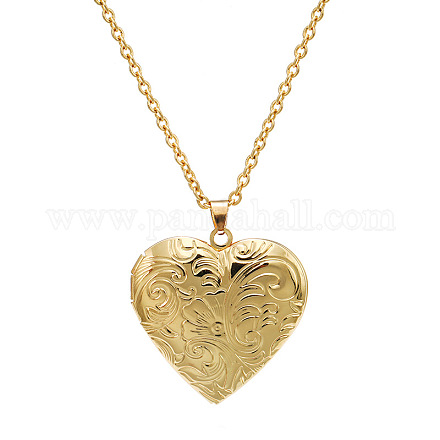 Colliers médaillon coeur en laiton PW-WG26673-01-1