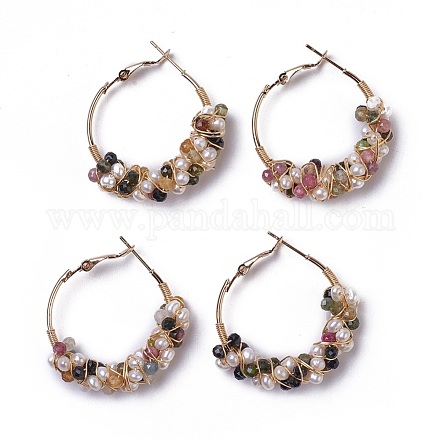 (vendita in fabbrica di feste di gioielli) orecchini a cerchio con perle di perle EJEW-L218-11E-1