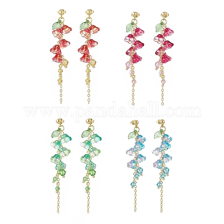 4 colori imitazione cristallo austriaco fiore di gloria di mattina ciondolano gli orecchini della vite prigioniera EJEW-TA00197-1