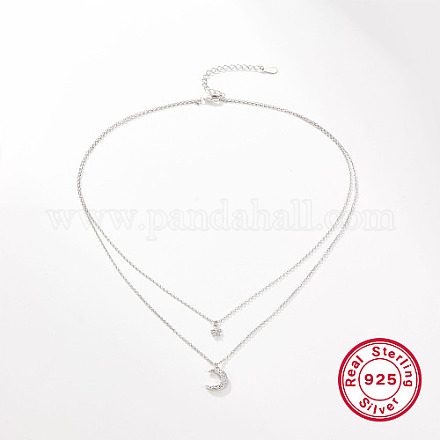 Двухслойные ожерелья из серебра 925 пробы с родиевым покрытием AZ0813-1