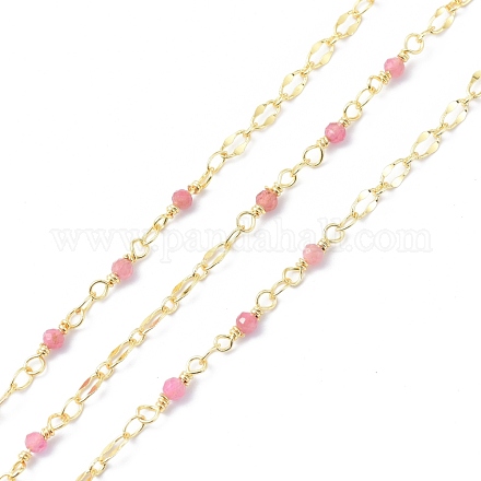 Handgemachte Perlenkette aus Messing und rotem Achat CHC-D029-15G-01-1