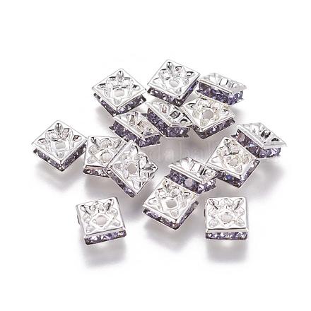 Abalorios de latón Diamante de imitación espaciador RB-A013-8x8-26S-NF-1
