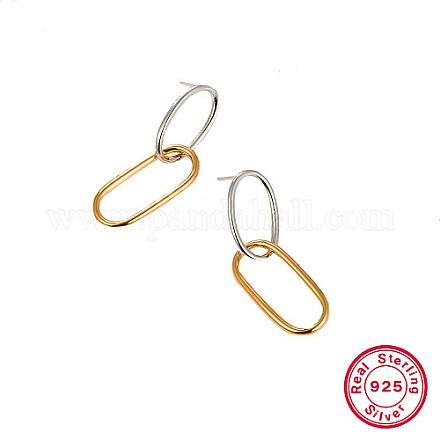 Two Tone 925 Sterling Silver Dangle Stud Earrings KZ3261-2-1