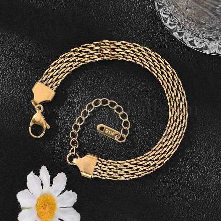 Ионное покрытие (ip) 304 нержавеющая сталь сетчатый браслет-цепочка BJEW-G669-14G-1