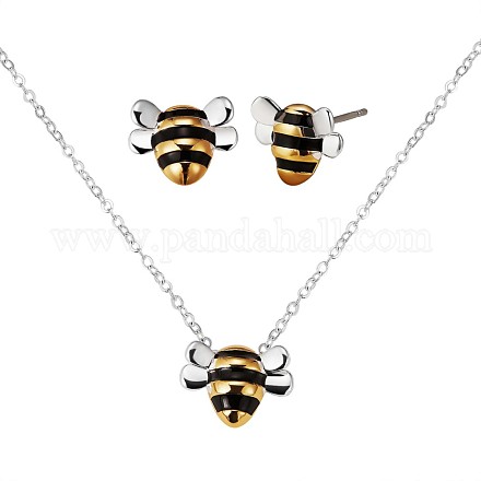 Aretes de abeja de latón y collar con colgante JX122A-1