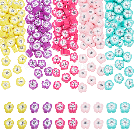 PandaHall 5 Colors Flower Clay Beads CLAY-PH0001-64-1