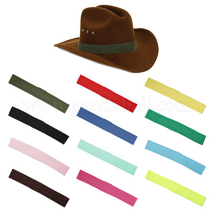 CHGCRAFT 12Pcs 12 Colors Stretchable Hat Band Ribbons Rubber Overlay Hat Bands for Hat Accessories Costume Headwear FIND-CA0008-47-1