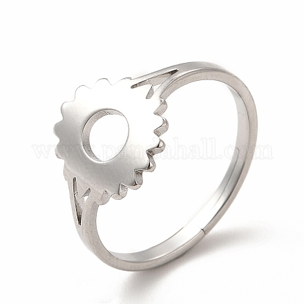 304 anello regolabile con girasole in acciaio inossidabile da donna RJEW-B027-17P-1