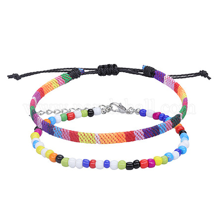 2 set di 2 braccialetti intrecciati in fibra bohémien&nbsp;SH5319-1-1