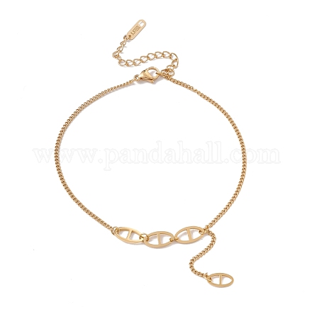 Ионное покрытие (ip) 304 овальный браслет из нержавеющей стали с цепочками для женщин AJEW-I064-03G-1