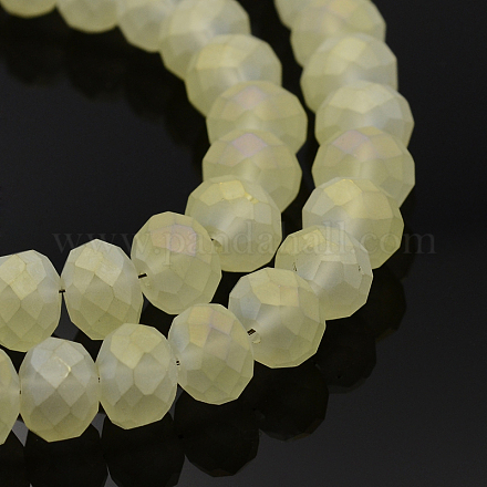 Chapelets de perles en rondelles facettées en verre plaqué plein d'arc-en-ciel EGLA-J054-10x8mm-FR06-1