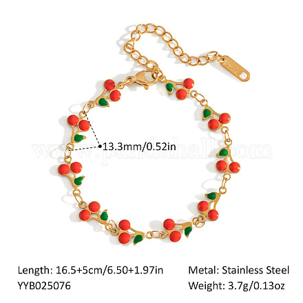 Браслеты-цепочки из нержавеющей стали 304 с эмалированными красными звеньями вишневого цвета для женщин HY2591-2-1