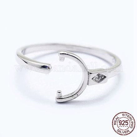 Componenti per anello da dito con polsino in argento sterling placcato rodio regolabile STER-I016-045P-1