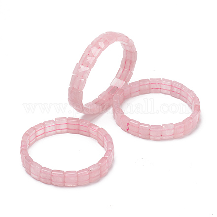 Pulseras elásticas naturales de piedras preciosas de cuarzo rosa BJEW-F406-B04-1