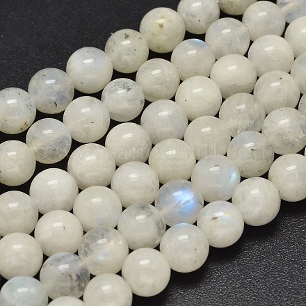 Brins de perles de pierre de lune arc-en-ciel naturelles de qualité ronde G-M304-06-8.5mm-1