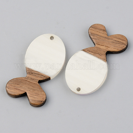 Opaque Resin & Walnut Wood Pendants RESI-S389-053A-C04-1