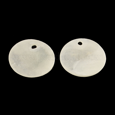 Flat Round Capiz Shell Pendants SSHEL-R035-06-1