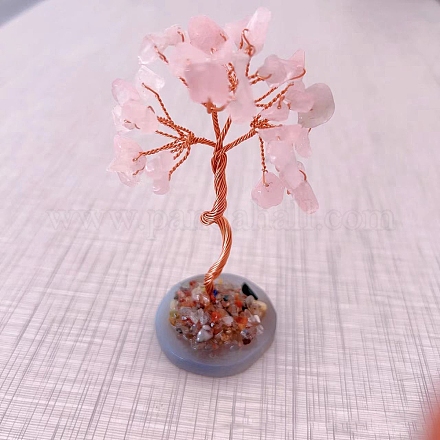 Natural Rose Quartz Tree of Life Feng Shui Ornaments TREE-PW0001-17B-1