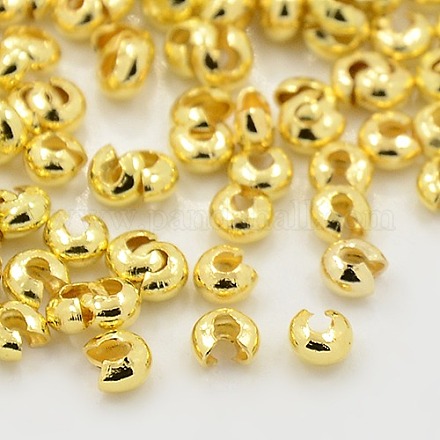 アイアン製つぶし玉カバーカシメ玉カバー  金色  サイズ：直径約5mm  穴：1.5~1.8mm IFIN-H030-G-1
