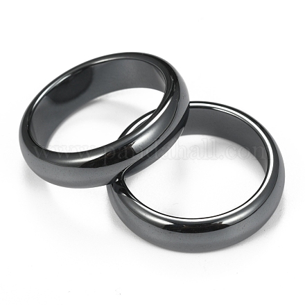 非磁性の合成ヘマタイト指輪  ブラック  20mm RJEW-J005-03-1