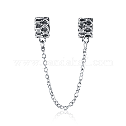 925 Sterling Silver European Beads with Safety Chain STER-BB16107-1