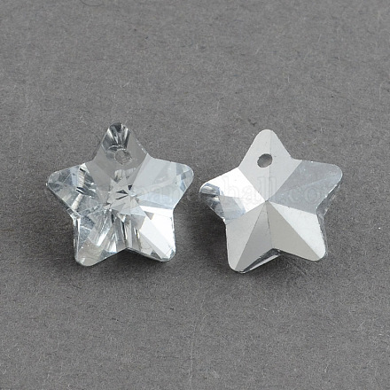 Star Electroplated Glass Pendants X-EGLA-R084-01-1
