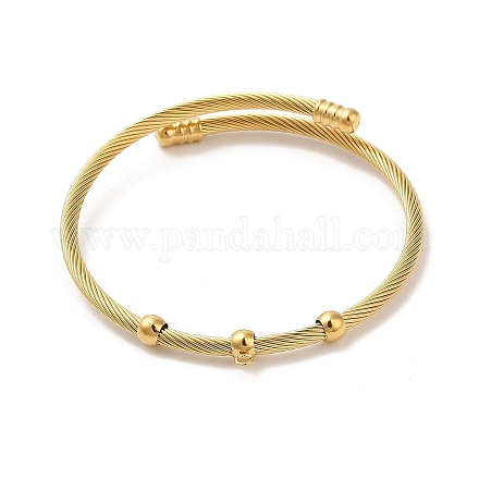 Ion Plating(IP) 304 Stainless Steel Twisted Bangle Makings BJEW-L682-031G-1