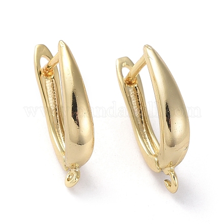Brass Hoop Earring Findings with Latch Back Closure ZIRC-G158-18G-1