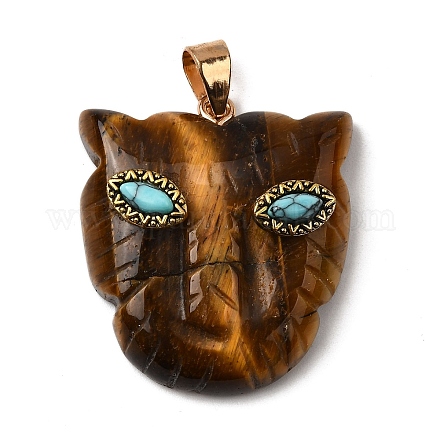 Подвески из натурального тигрового глаза и синтетической бирюзы G-Z090-02G-03-1