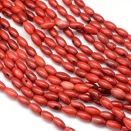 Dyed Natural Red Coral Rice Bead Strands CORA-Q026-26A-03-1