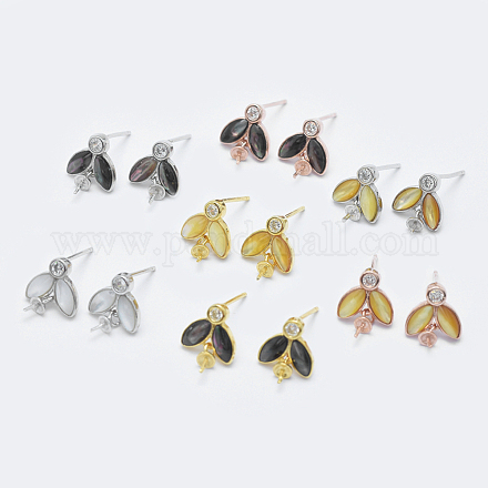 Accessoires de clous d'oreilles en 925 argent sterling avec micro pavé zircone cubique STER-F043-019-1
