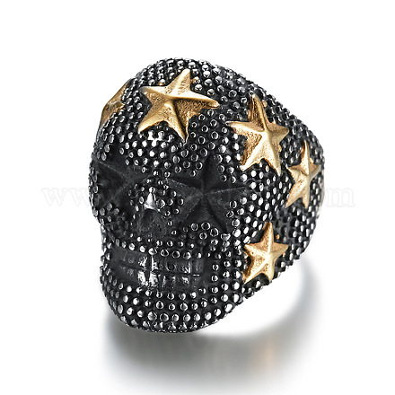 Массивное широкополосное кольцо с черепом и звездой GUQI-PW0001-229C-02-1